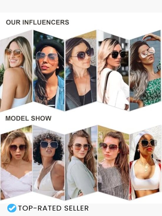 Trendy Oversized Square Sunglasses UV400 Protection Metal Frame Retro Shades main image 6